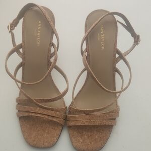 Ann Taylor Women's Brown Cork Wedge Sandals